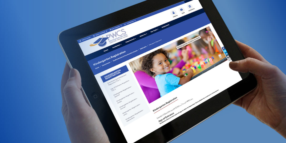 Kindergarten registration website displayed on iPad