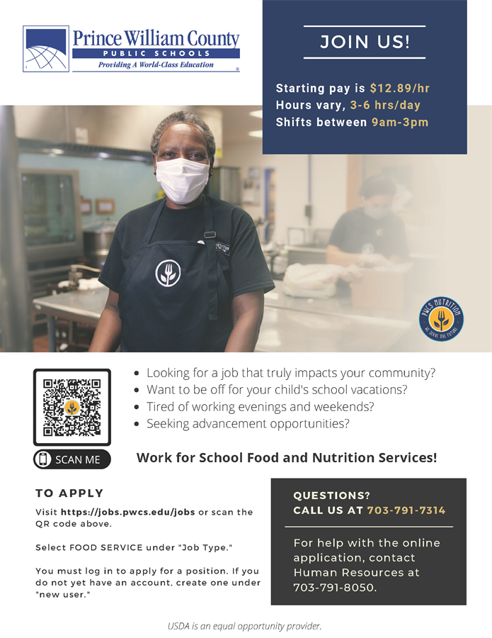 PWCS Food Service flyer